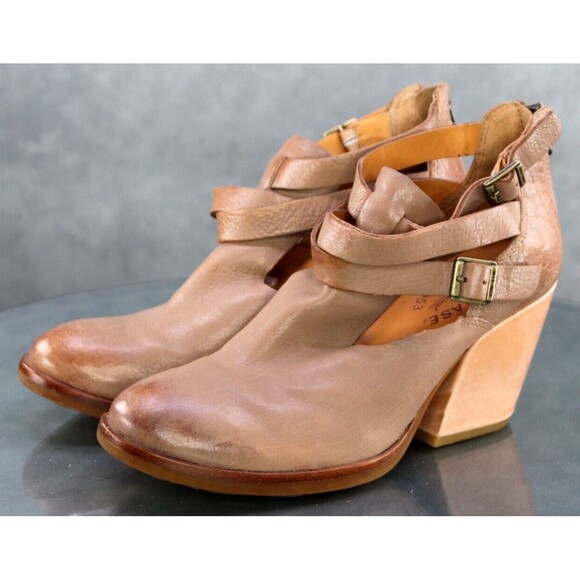 Kork Ease Stina Women's Heeled Booties Boots Size EU 37 US 6.5 Leather Tan